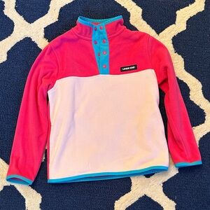 Small Girls Lands' End Kids' Vibrant Pink and Teal Fleece Pullover